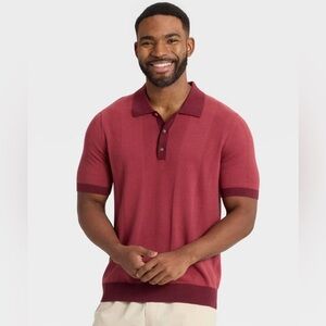 Men's Goodfellow 100% Cotton Polo Shirt in Burgundy. Size XL.